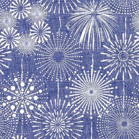 白雪友禅ふきん / HANABI（花火） / 藍
