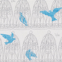 白雪友禅ふきん / 青い鳥 / ぎんいろ
