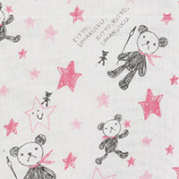 白雪友禅はんかち / クマオ / ぴんく
