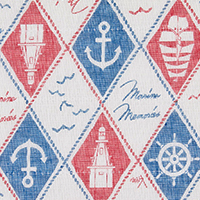 白雪友禅ふきん / マリン / レッド＆ブルー
