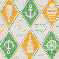 白雪友禅ふきん / マリン / イエロー＆グリーン
