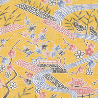 白雪友禅ふきん / 琉球紅型 / 黄金色
