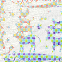 白雪友禅手巾 / ブレーメンの音楽隊/クリーム+ブルー
