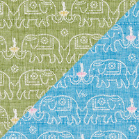 白雪友禅手巾 / ブッダ / リーフグリーン + ナイルブルー
