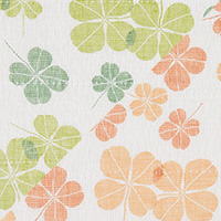 白雪友禅手巾 / クローバー / 若葉 + 柿色
