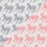 白雪友禅手巾 / 鹿 / シルバー + ラズベリー
