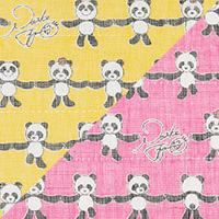 白雪友禅手巾 / ハッピー★ぱんだ / イエロー + ピンク
