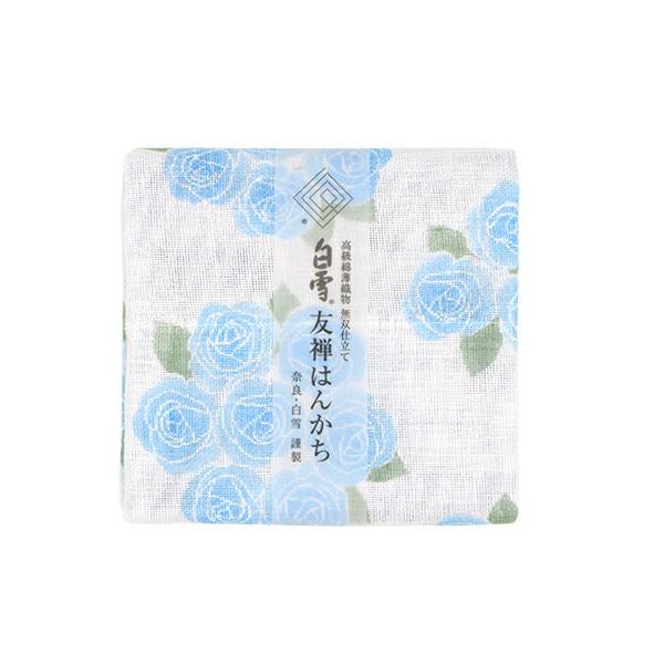 白雪友禅はんかち / 薔薇 / ブルー | 白雪ふきんオンラインショップ