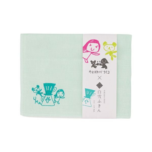 白雪ふきん/いろむじ/よしこ刺繍入り/グリーン | 白雪ふきんオンライン